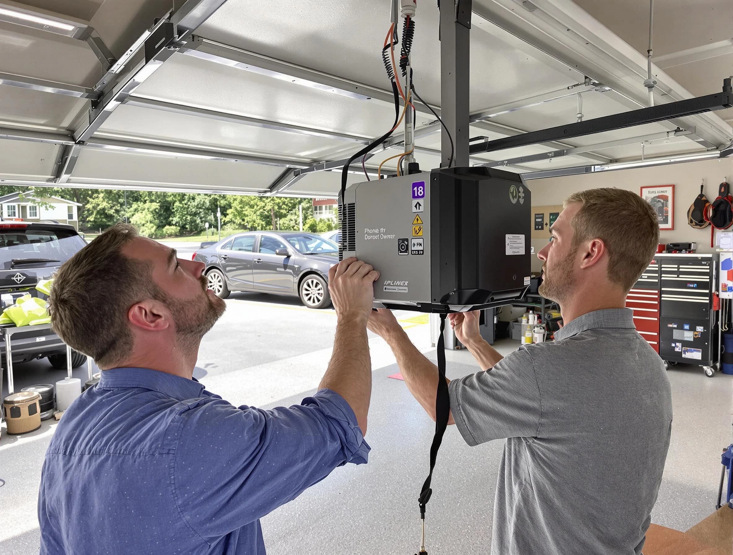 Concord Garage Door Repair technician installing garage door opener in Concord