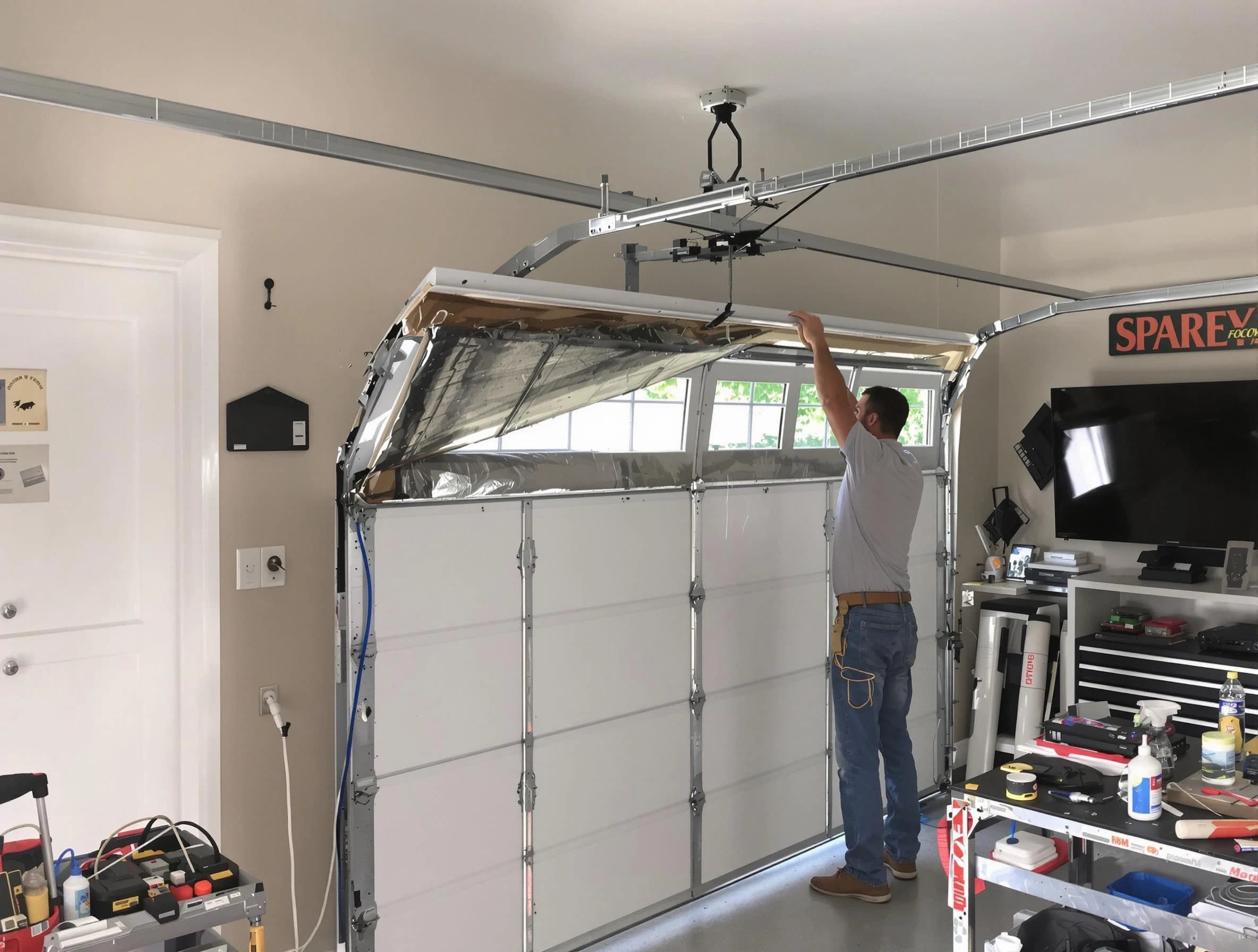 Garage door section replacement by Concord Garage Door Repair in Concord